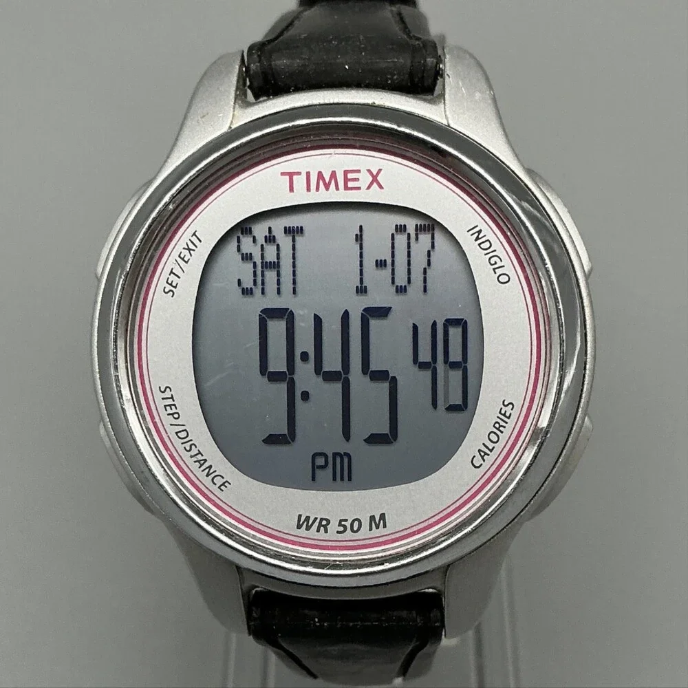 Timex Womens Watch 39mm Gray Digital Indiglo 50M Timer Pedometer New Battery